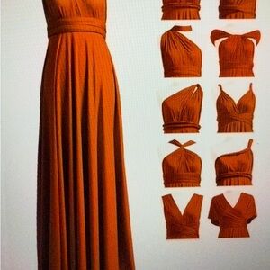Orange Sleeveless Halter Maxi Gown